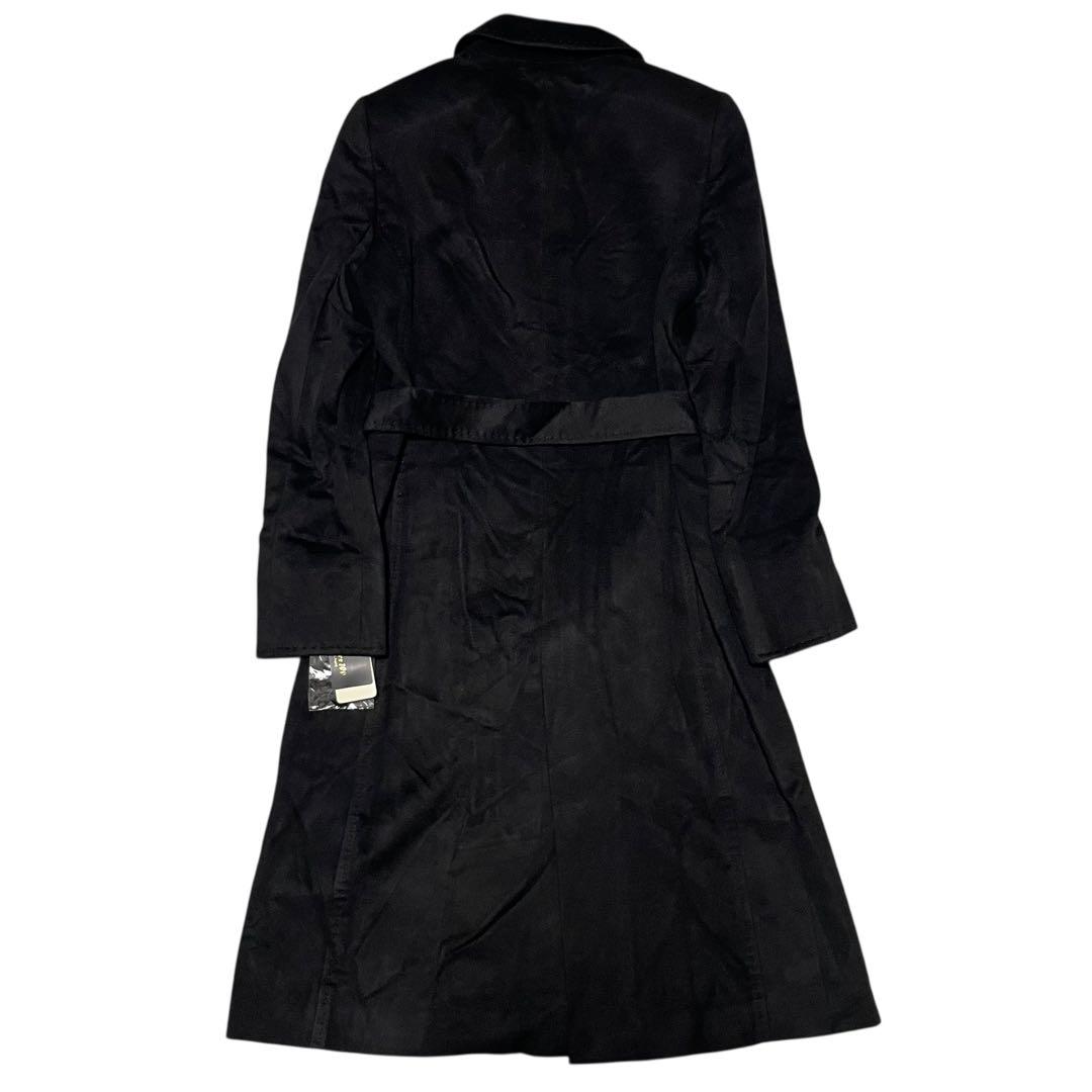 カシミヤ100%【SCHANVENU】マキシ丈比翼ロングコート ベルト 黒 M