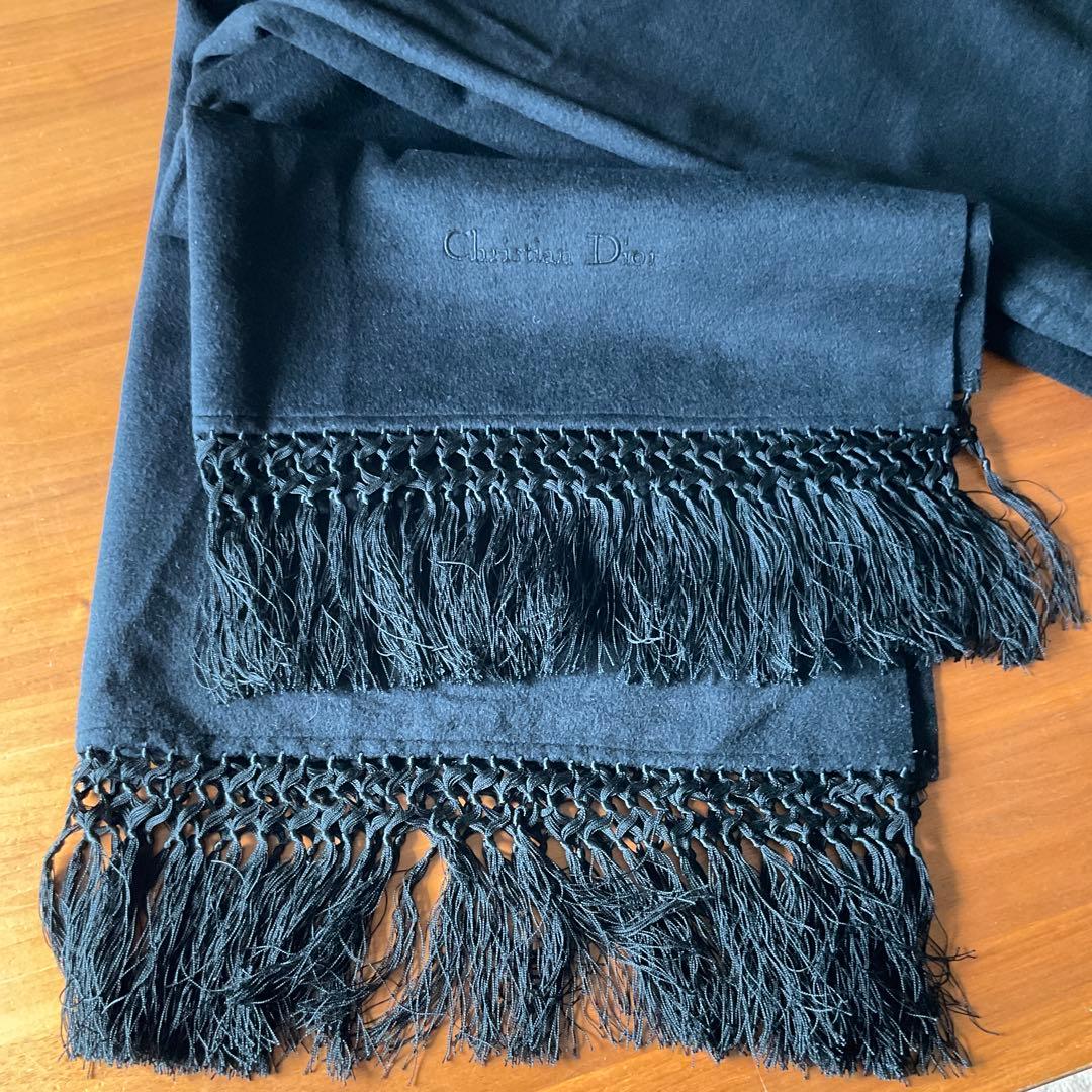 【クリスチャン・ディオール】 ショール　大きめ　カシミア　黒色