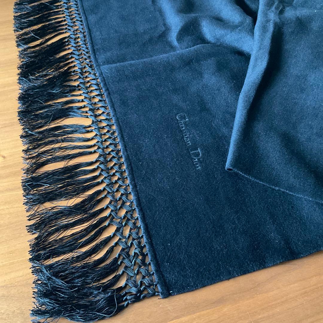 【クリスチャン・ディオール】 ショール　大きめ　カシミア　黒色