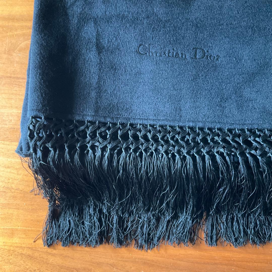 【クリスチャン・ディオール】 ショール　大きめ　カシミア　黒色