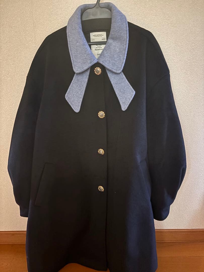 kuose バイカラー リボンカラーコート 正規品 ブラック