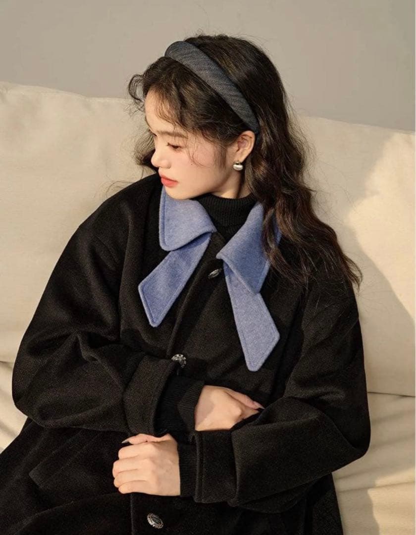 kuose バイカラー リボンカラーコート 正規品 ブラック