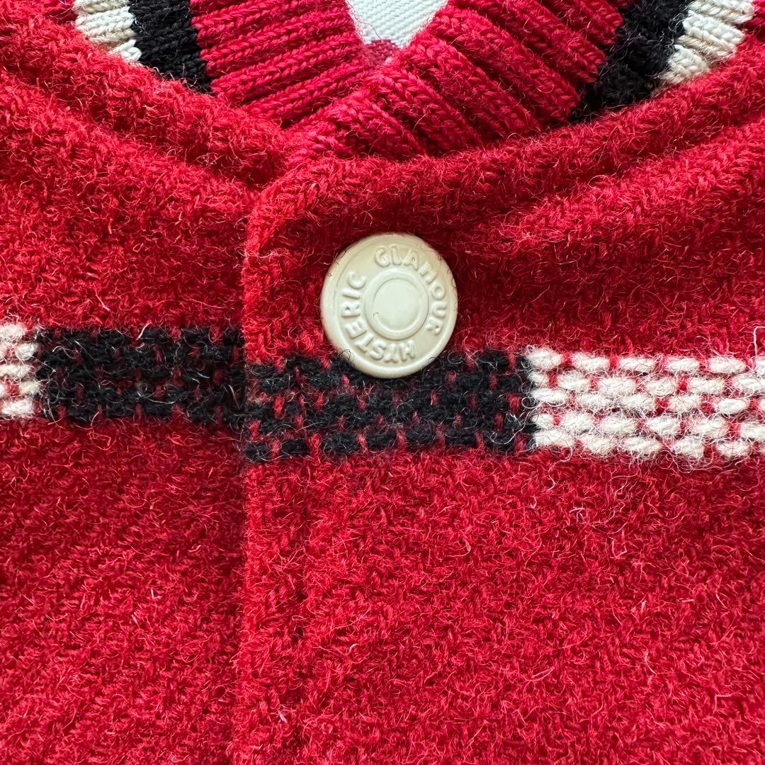 ヒステリックグラマー　スタジャン 赤 クリーム　牛革