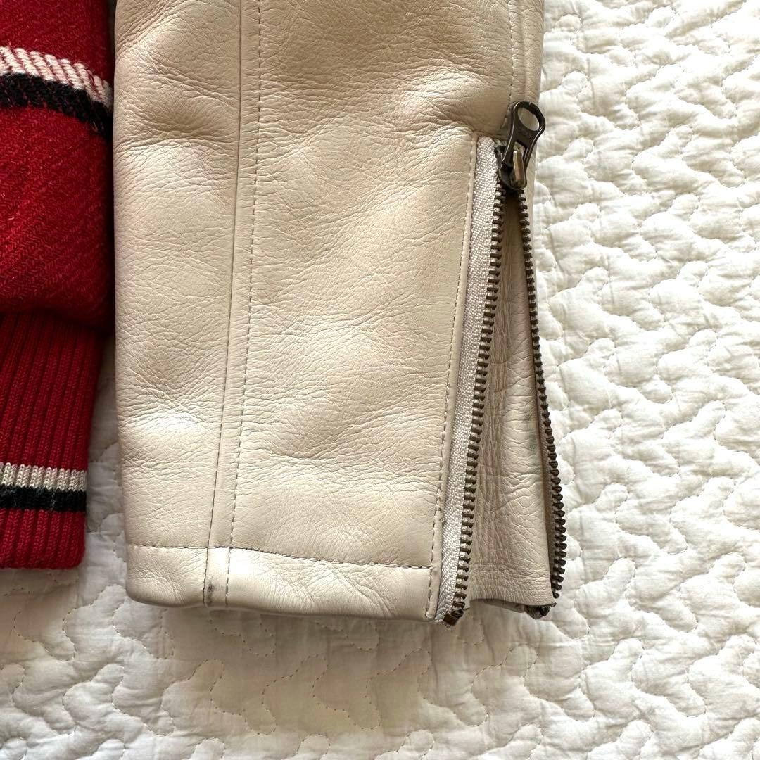 ヒステリックグラマー　スタジャン 赤 クリーム　牛革