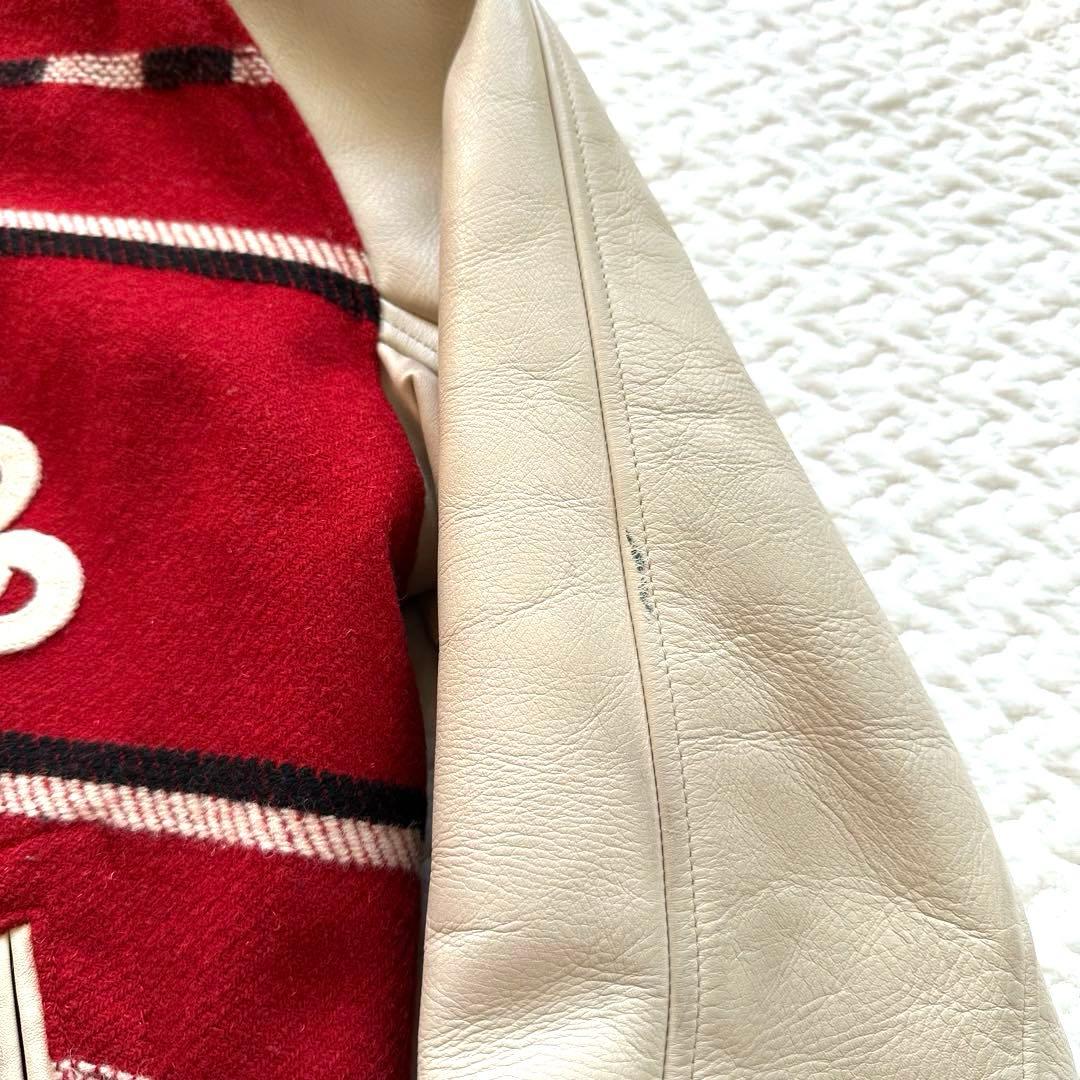 ヒステリックグラマー　スタジャン 赤 クリーム　牛革