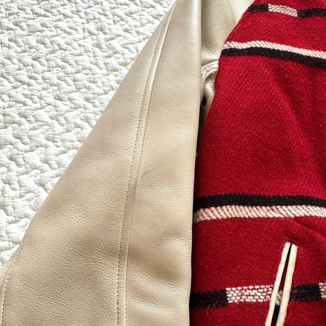 ヒステリックグラマー　スタジャン 赤 クリーム　牛革