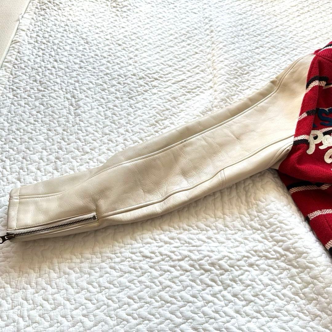 ヒステリックグラマー　スタジャン 赤 クリーム　牛革