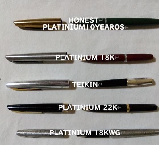 万年筆5本(P10Y/18K/?/22K/18KWG)/インク セット