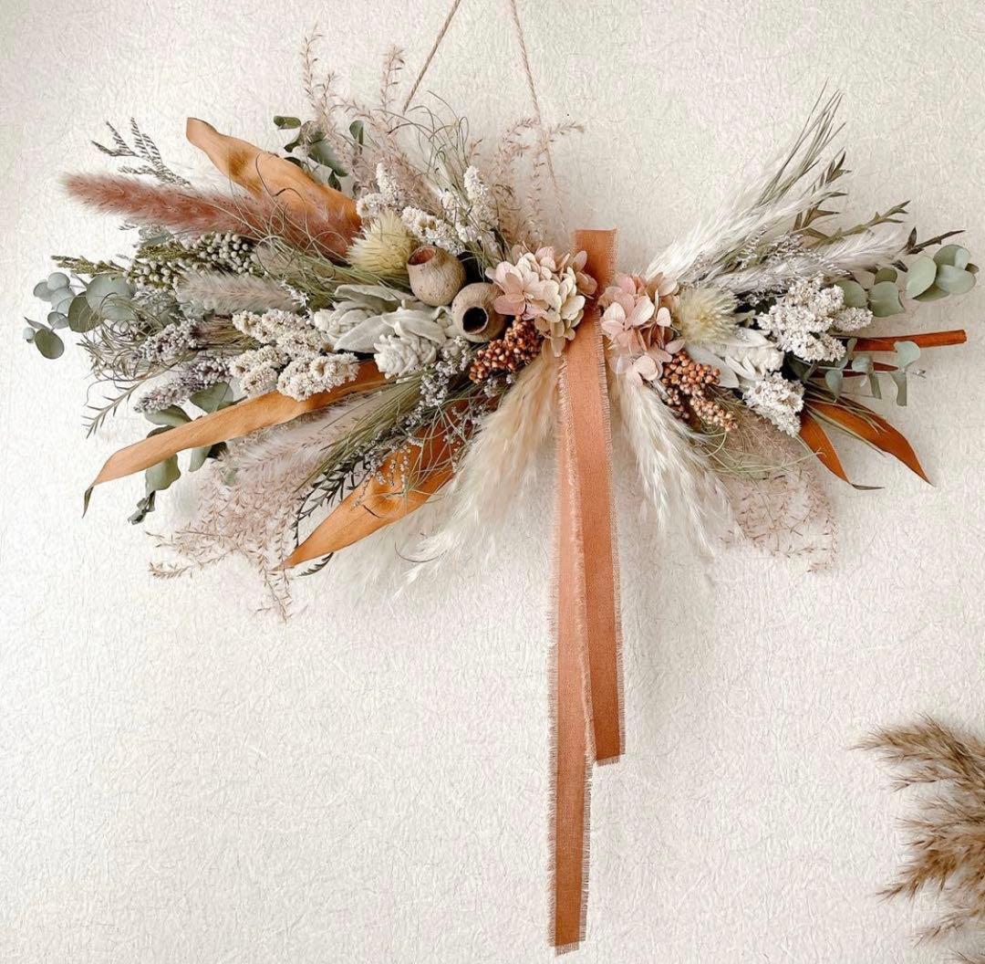 madoka　横長スワッグ ドライフラワー　リース