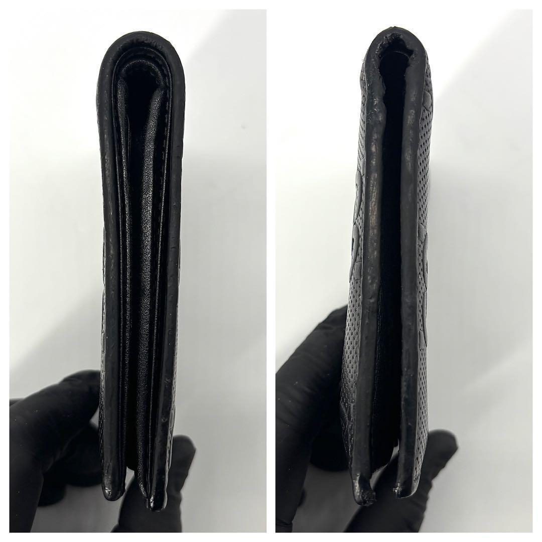 極美✨付属完備✨GUCCI 二つ折り財布 シマ柄 レザー PVC ブラック 現行