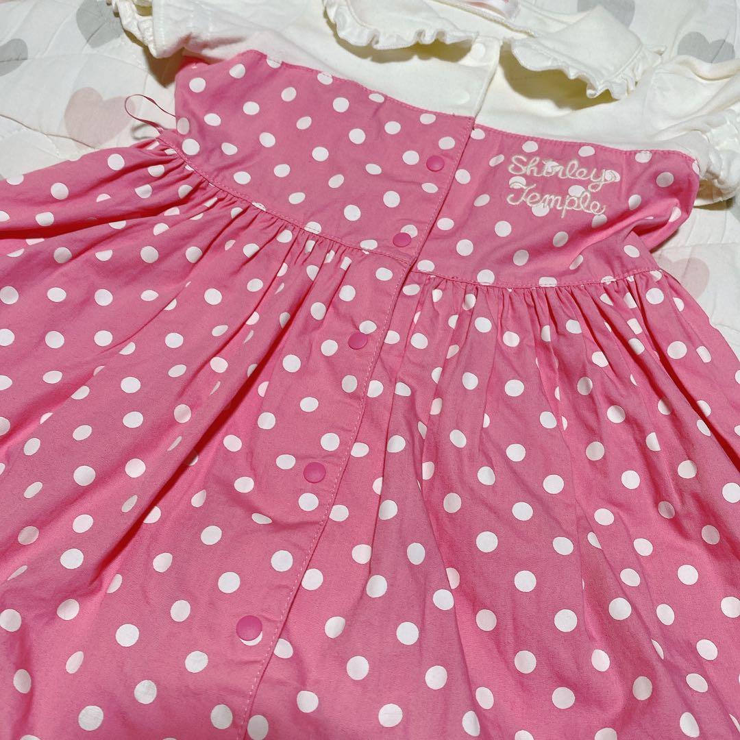 うさぎエプロン×ドットワンピース/シャーリーテンプル