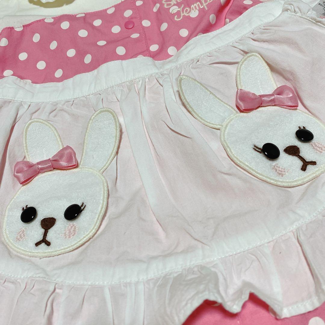 うさぎエプロン×ドットワンピース/シャーリーテンプル