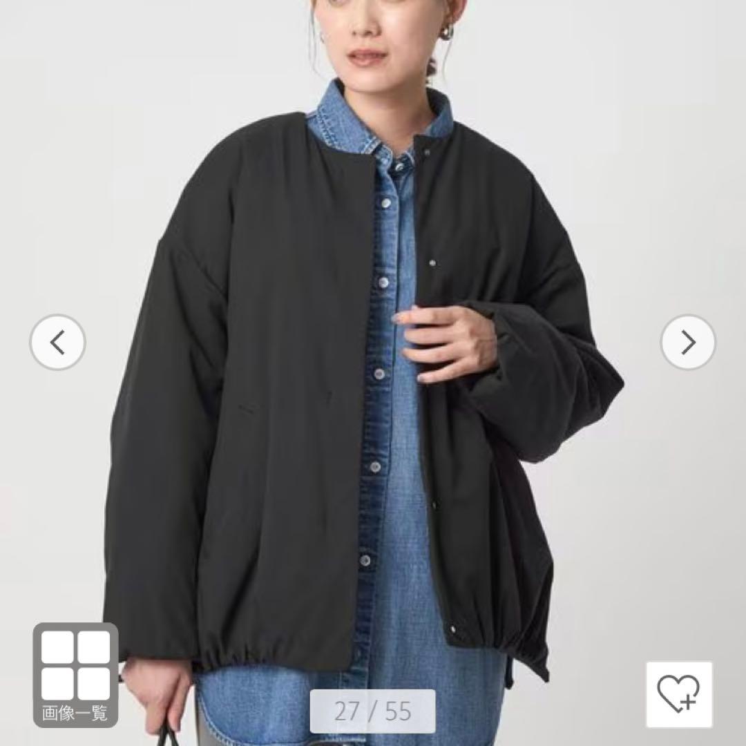 未使用級♡グリーンレーベル リラクシング パフィー ノーカラー ブルゾン 黒