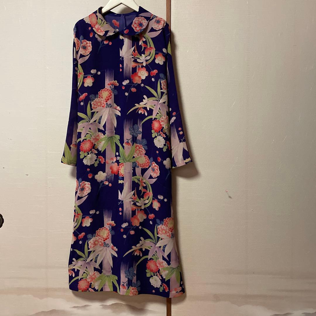 専用　シュウ様　新春　お値下げ　大正ロマン縮緬\"祝い花\"ワンピース