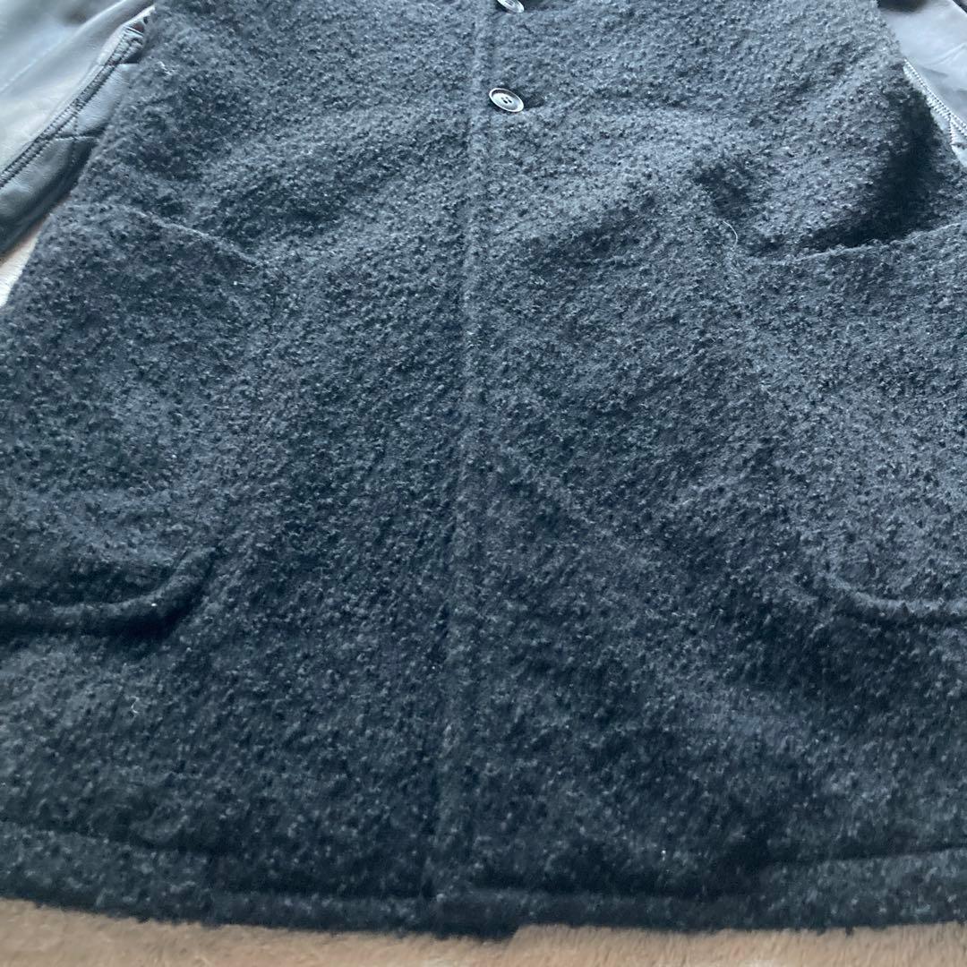 Y's ワイズ　Yohji Yamamoto 袖レザー切り替え　ウールコート