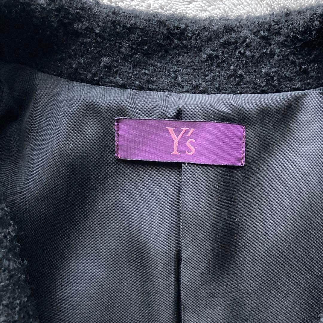 Y's ワイズ　Yohji Yamamoto 袖レザー切り替え　ウールコート