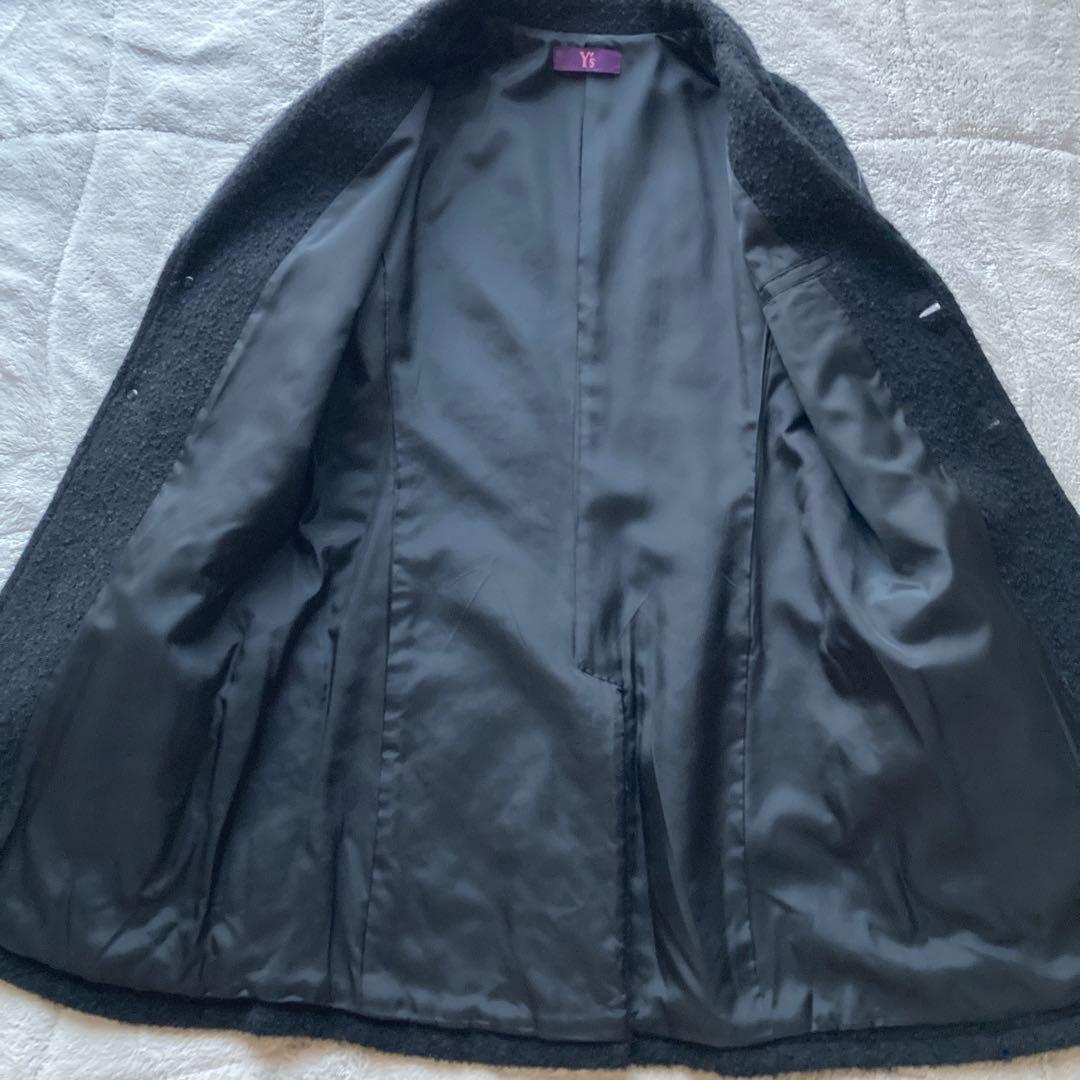 Y's ワイズ　Yohji Yamamoto 袖レザー切り替え　ウールコート