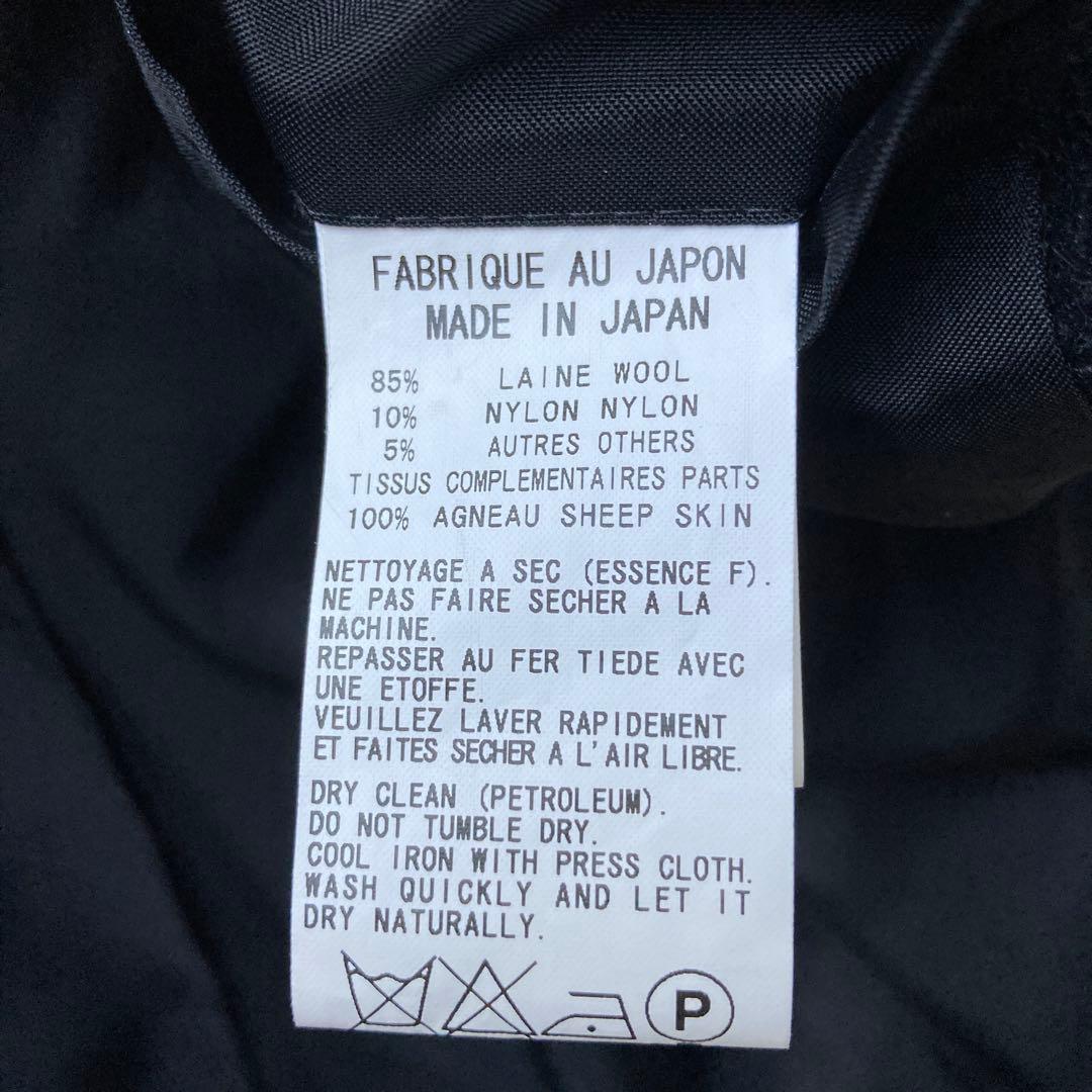 Y's ワイズ　Yohji Yamamoto 袖レザー切り替え　ウールコート