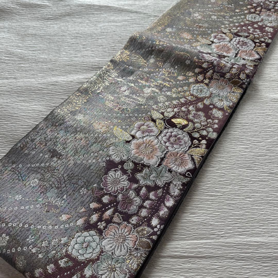 螺鈿がきらり風に揺れる辻が花　きものやまと　正絹六通袋帯