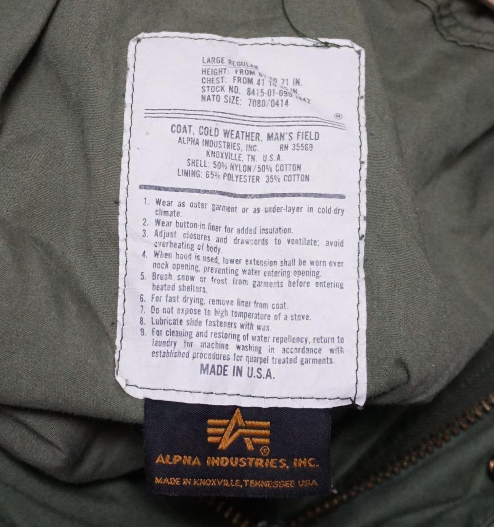 ALPHA USA製 米軍実物 M-65 FIELD COAT L
