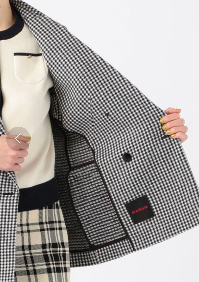 美品！CABaN コットンカシミヤ ギンガムチェックジャカードジャケット