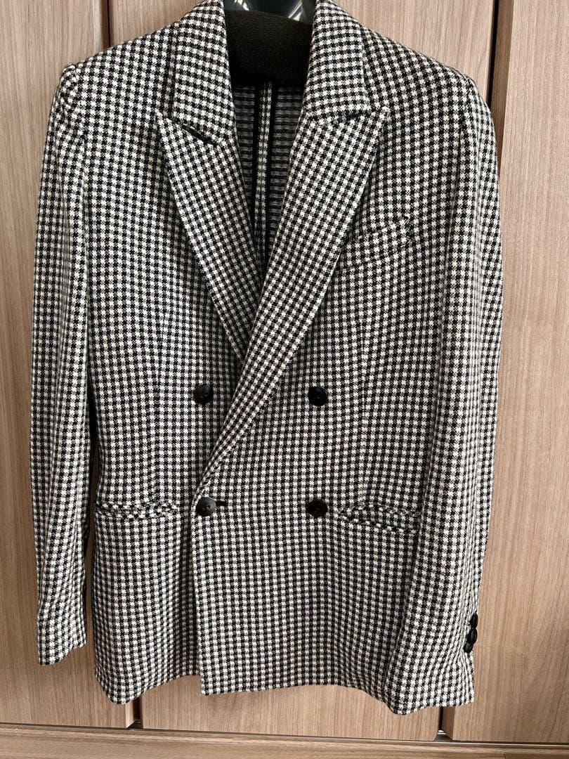 美品！CABaN コットンカシミヤ ギンガムチェックジャカードジャケット