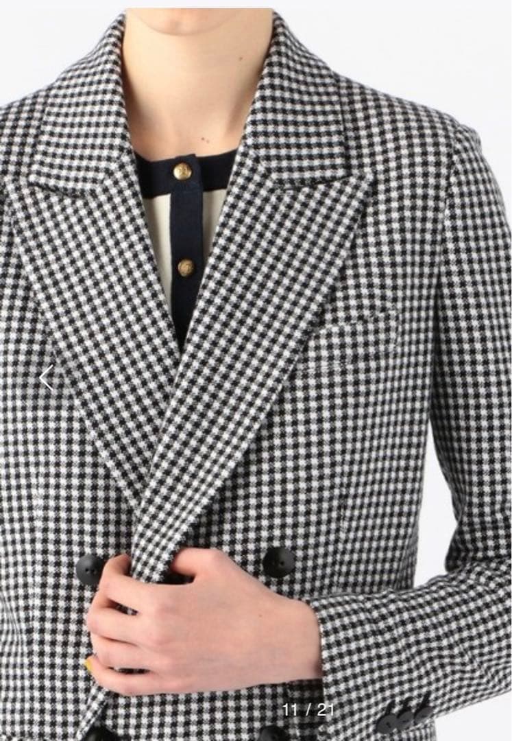 美品！CABaN コットンカシミヤ ギンガムチェックジャカードジャケット