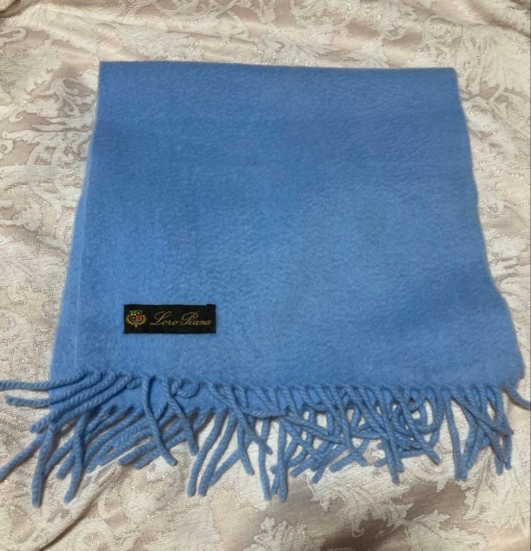【ルン 】ロロピアーナ100%カシミヤ マフラー ブルー系