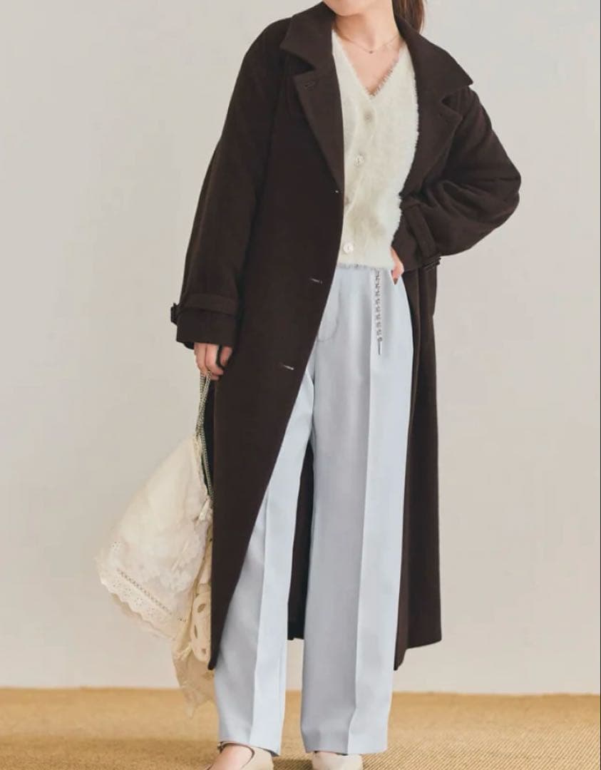 cohina セミダブルバックフレアウールコートregular ブラウン