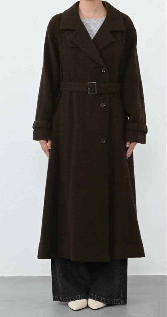 cohina セミダブルバックフレアウールコートregular ブラウン