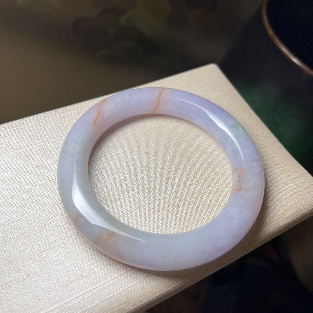 本翡翠　日本鑑別書付きラベンダーバングル　〜58