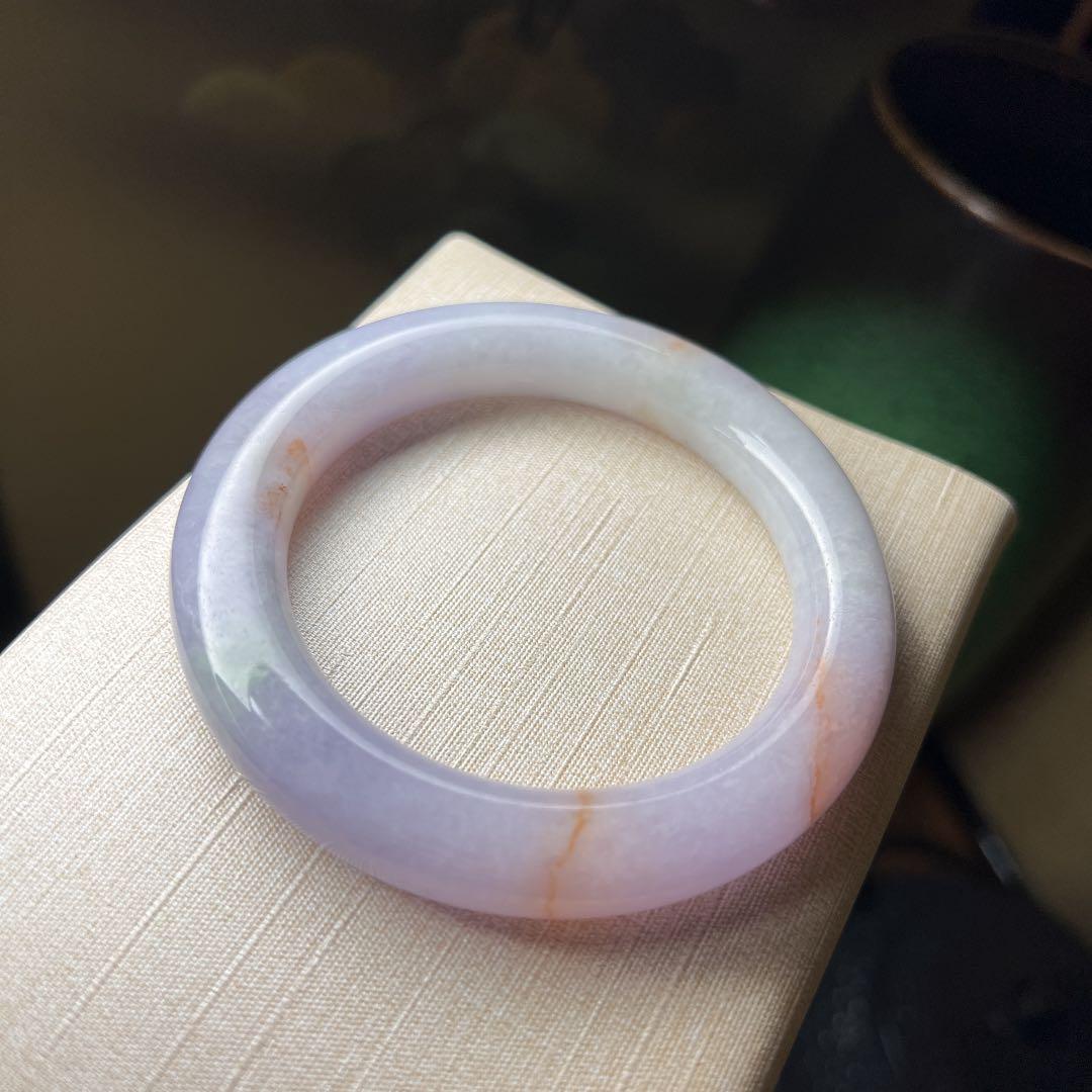 本翡翠　日本鑑別書付きラベンダーバングル　〜58