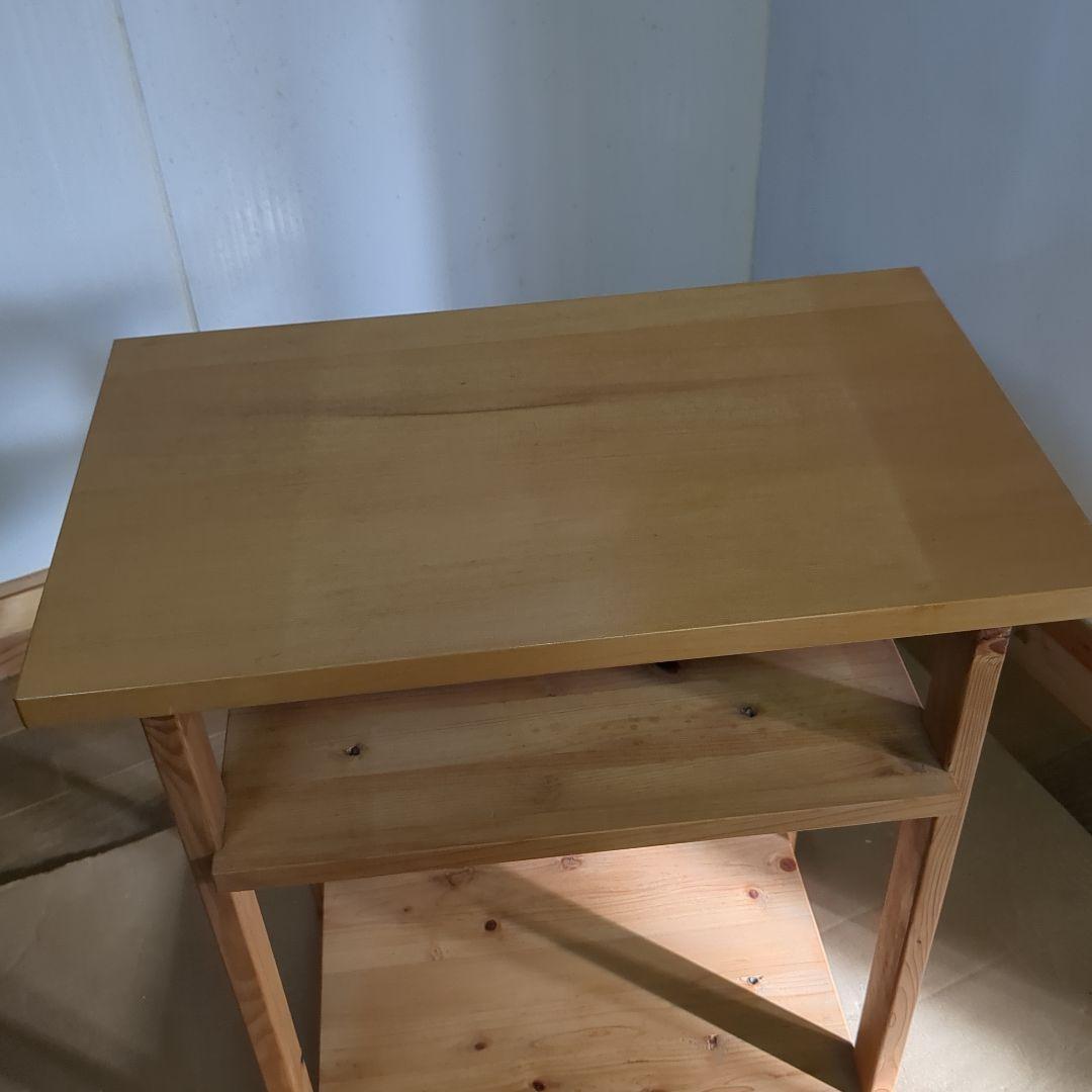 木製 3段シェルフ　棚　サイドテーブル　荷物置き　ナチュラル　ハンドメイド