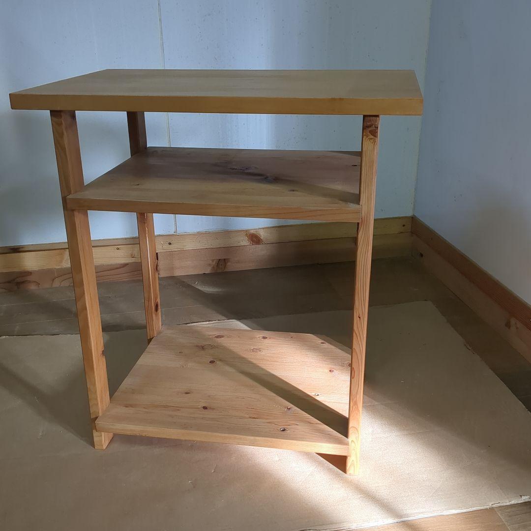 木製 3段シェルフ　棚　サイドテーブル　荷物置き　ナチュラル　ハンドメイド