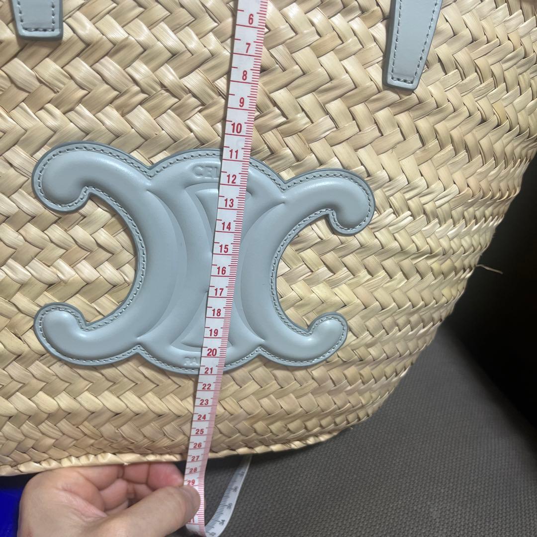 値下げ　リバティ巾着付き❣️セリーヌカゴバック　ライトブルー