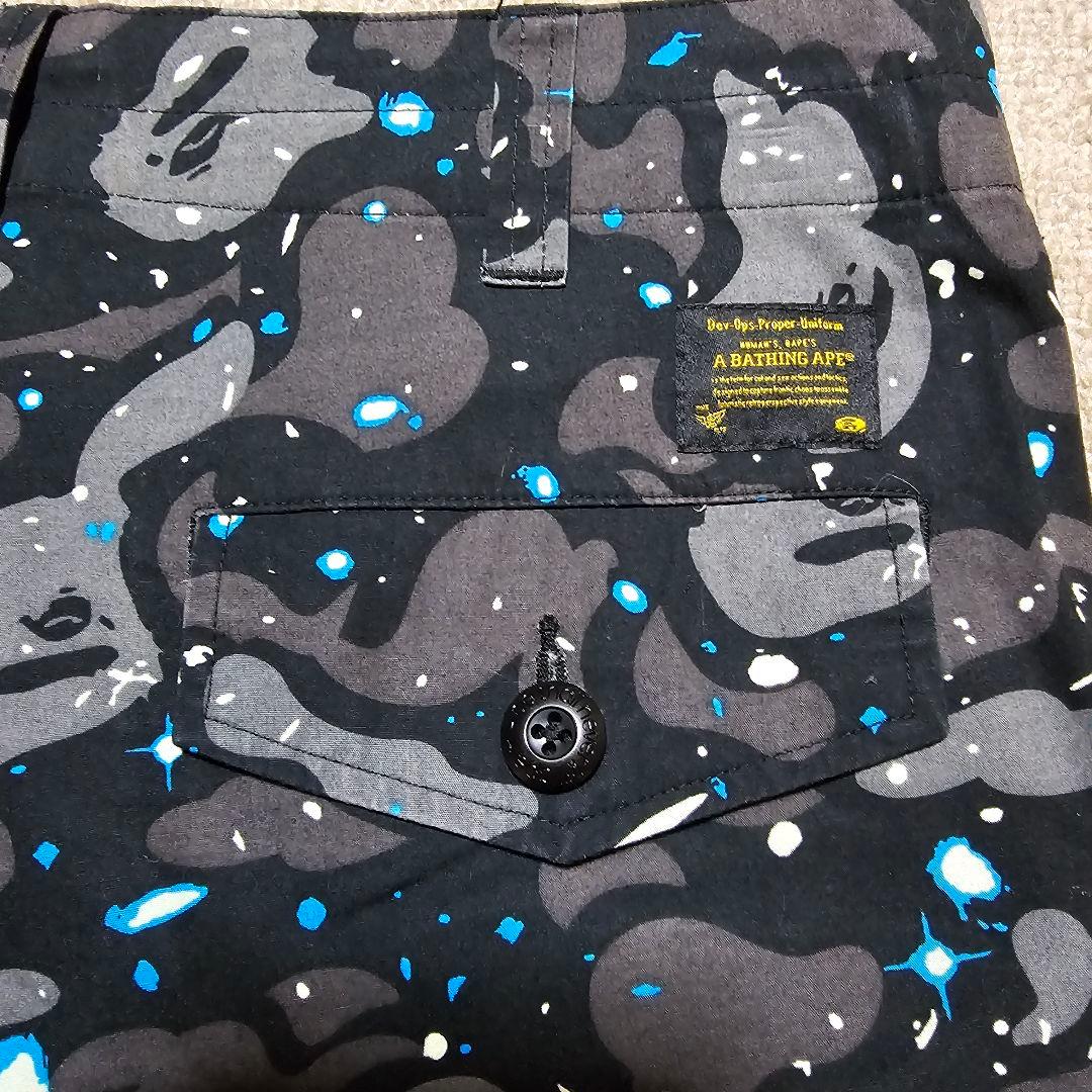 A BATHING APE エイプ 迷彩柄カーゴパンツ ブラック Lサイズ