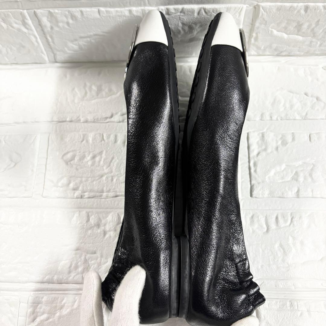 【極美品】トリーバーチ　クレア キャップトゥ バレエ　24.5 ツートンカラー