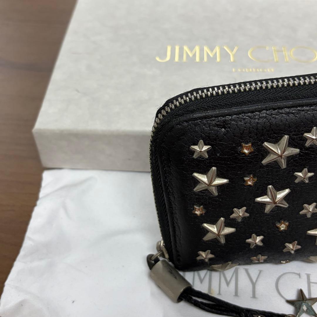 新品同様‼️ ジミーチュウ　財布　長財布　スター　スタッズ　ラウンドファスナー