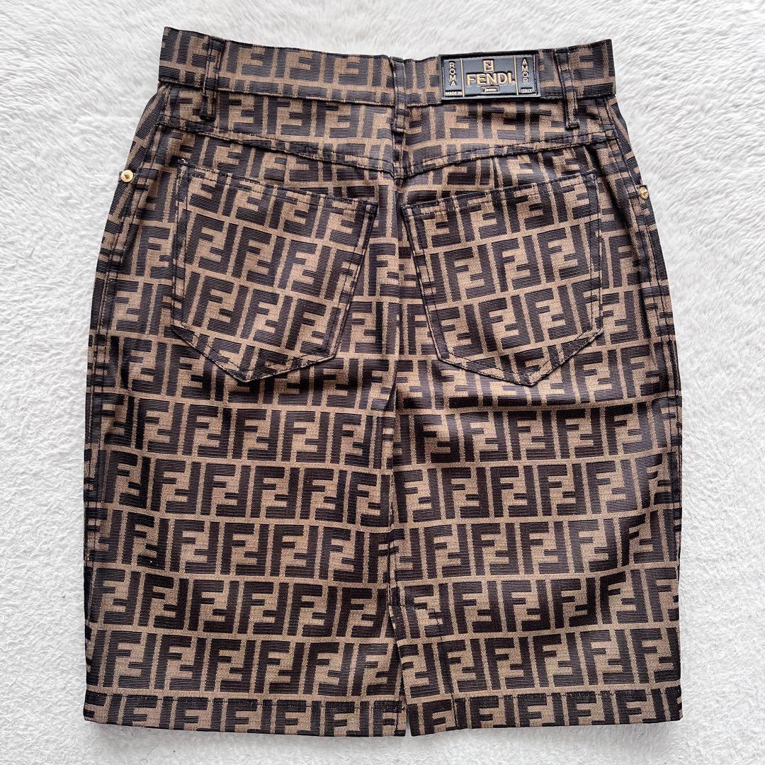 美品✨FENDI フェンディ ジャガード スカート ズッカ 総柄　FF ロゴ