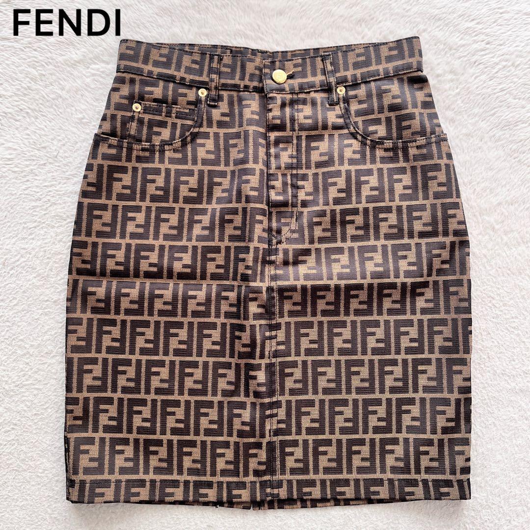 美品✨FENDI フェンディ ジャガード スカート ズッカ 総柄　FF ロゴ
