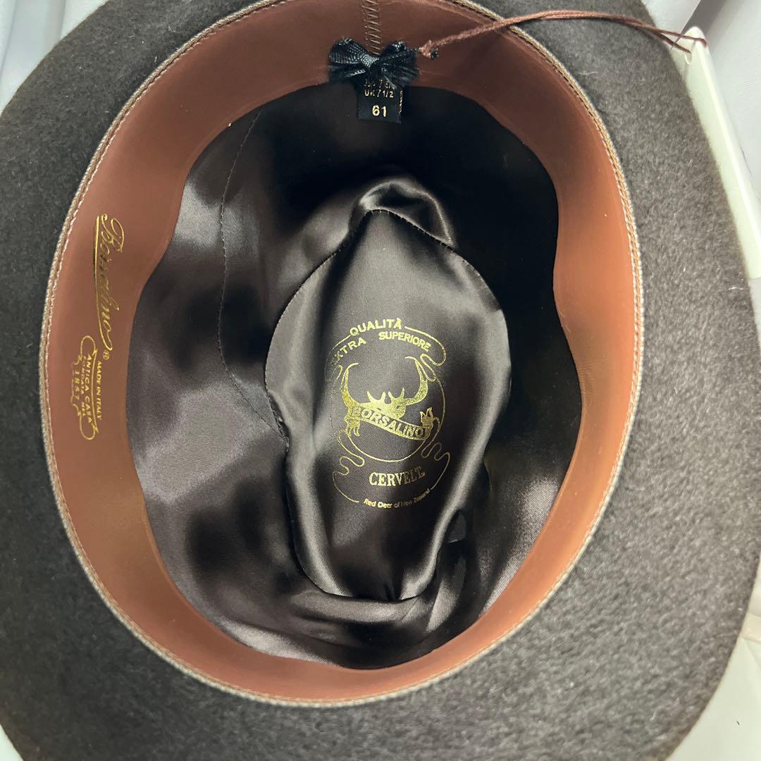 未使用　ボルサラリーノCervelt 黒 ウール フェルトハット　サイズ61