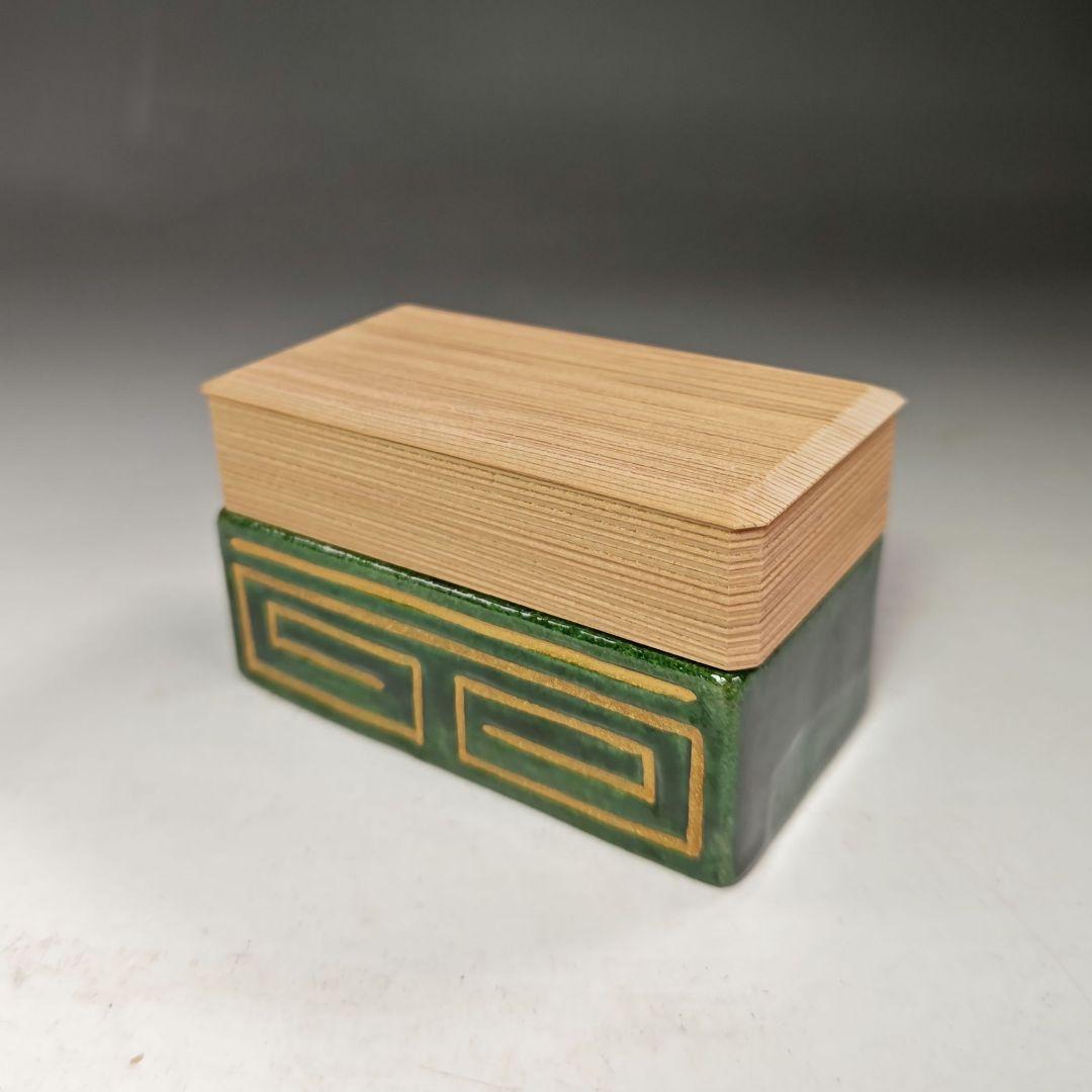 イ450 煙草入『吉村楽入　江南　合作』『青楽巻煙草入　堀内宗完（兼中斎）極箱』