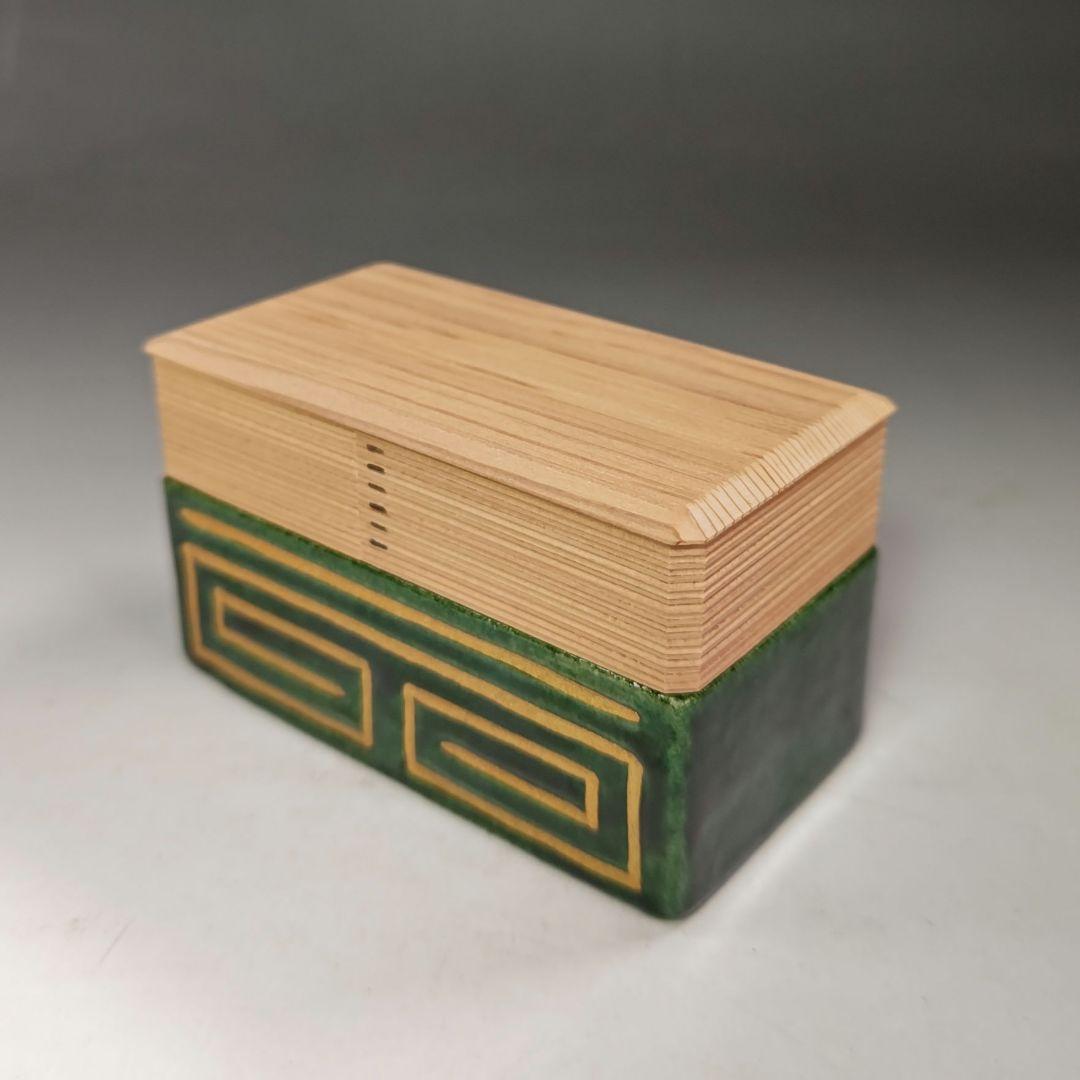 イ450 煙草入『吉村楽入　江南　合作』『青楽巻煙草入　堀内宗完（兼中斎）極箱』