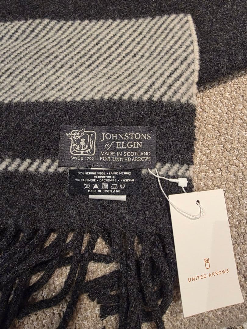 JOHNSTONS OF ELGIN ストライプ 大判マフラー・ストール