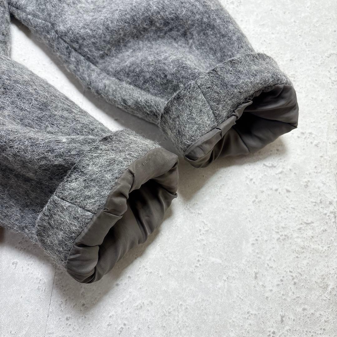 エンフォルド　ダウンライナー付き　ウール　２WAYノーカラーコート　グレー