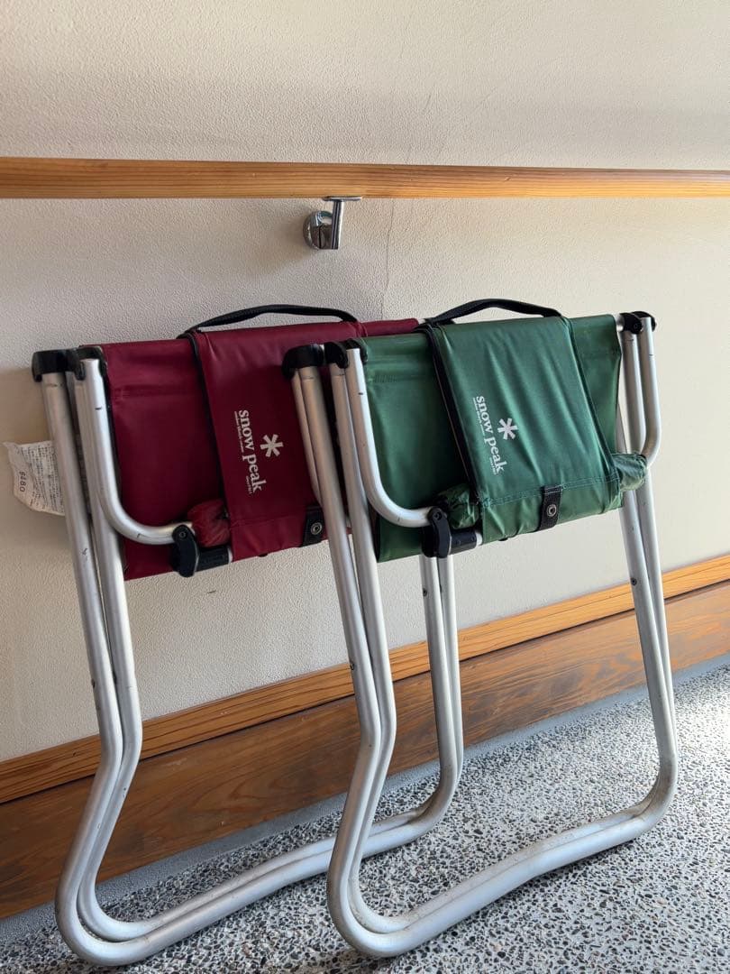 【廃盤・希少】スノーピーク パッドインチェア 2脚セット（グリーン＆レッド）！