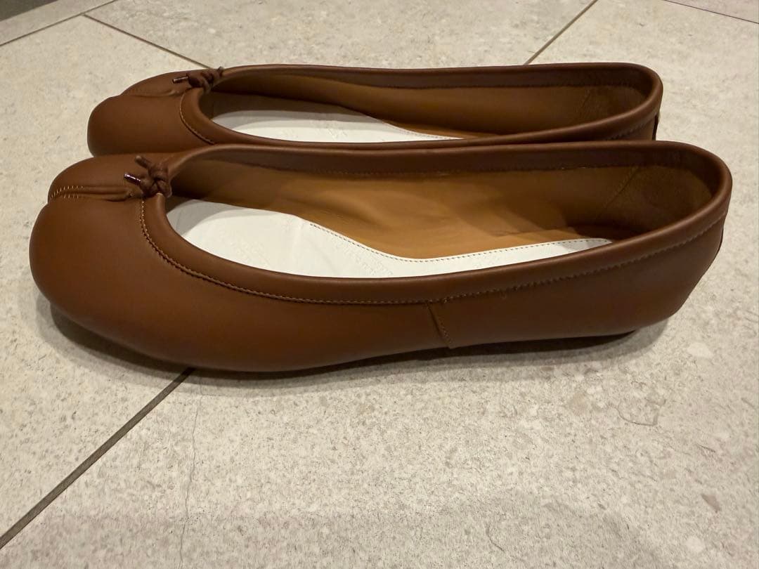 【値下げ】Maison Margiela ブラウン レザー バレエシューズ