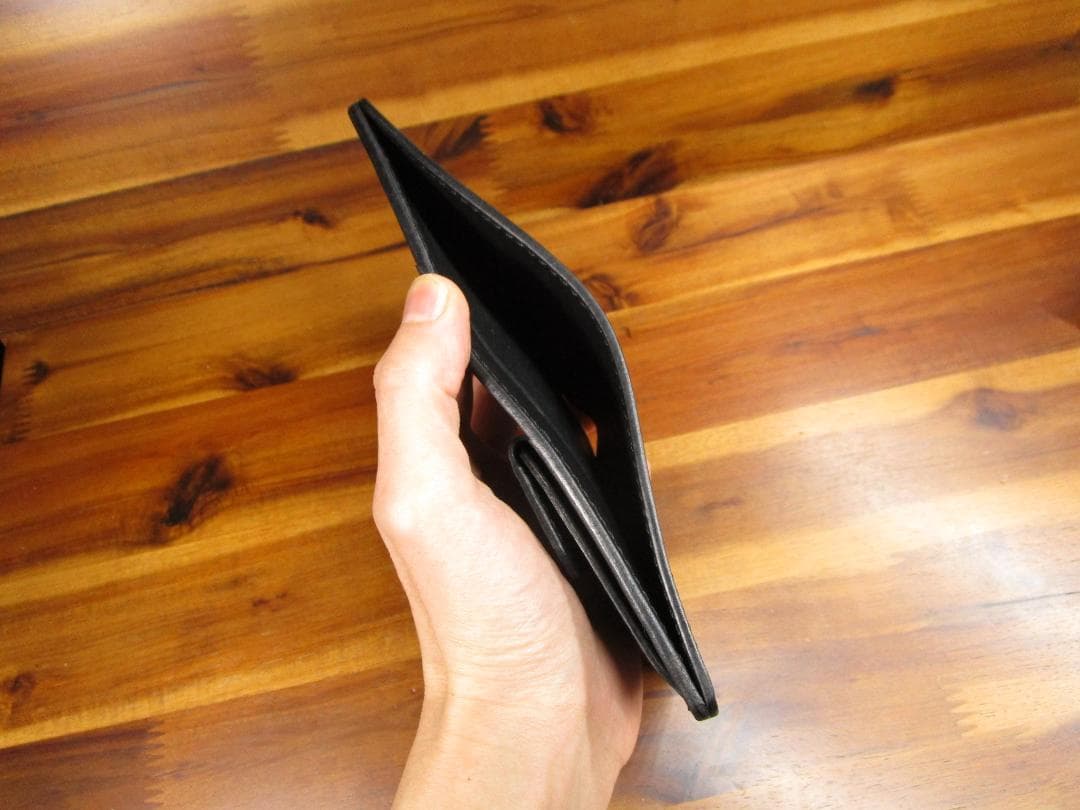 コンパクト財布 イタリアンレザー 黒 二つ折り 日本製 ミニ財布 ミニマル