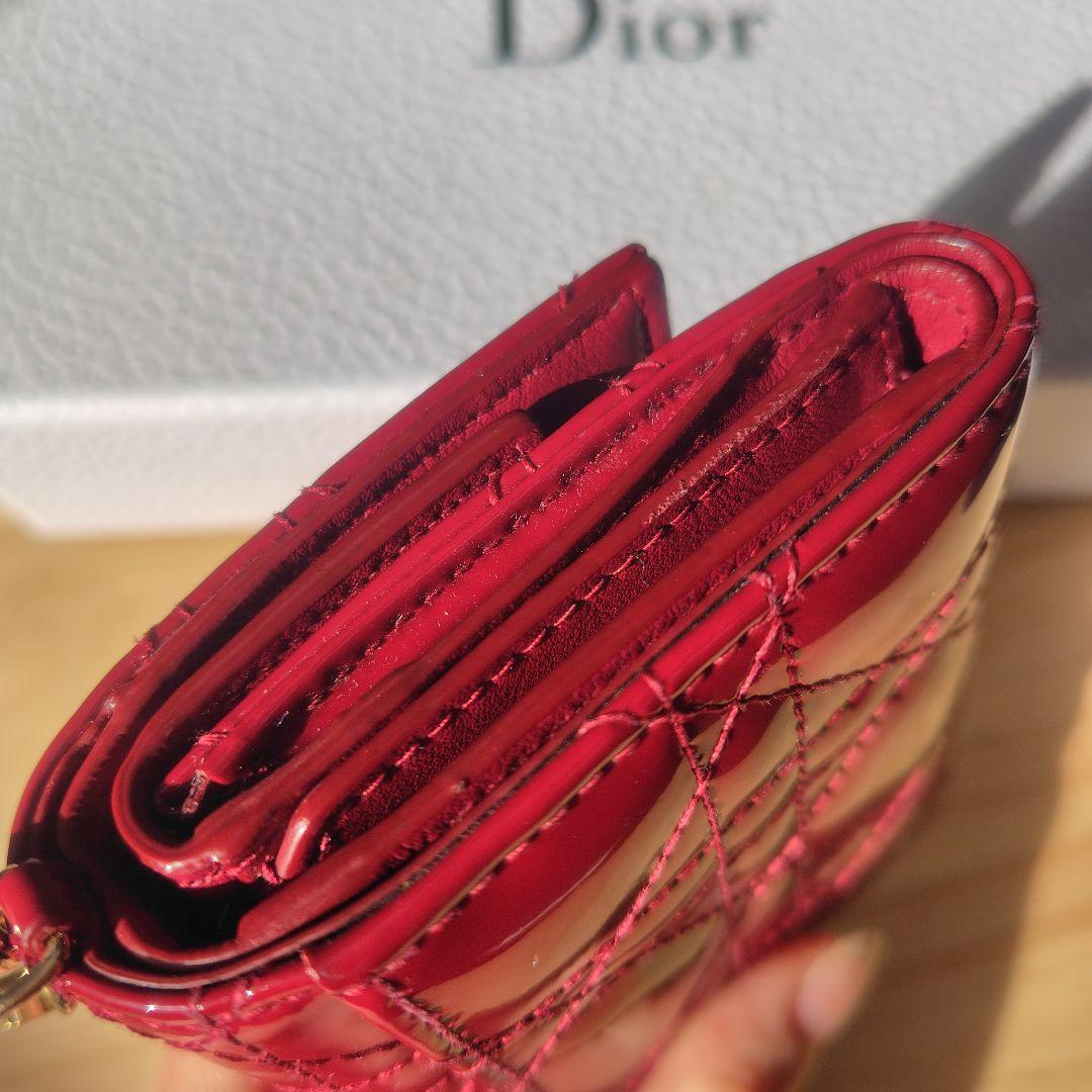 Dior 赤 エナメルレザー 三つ折り財布