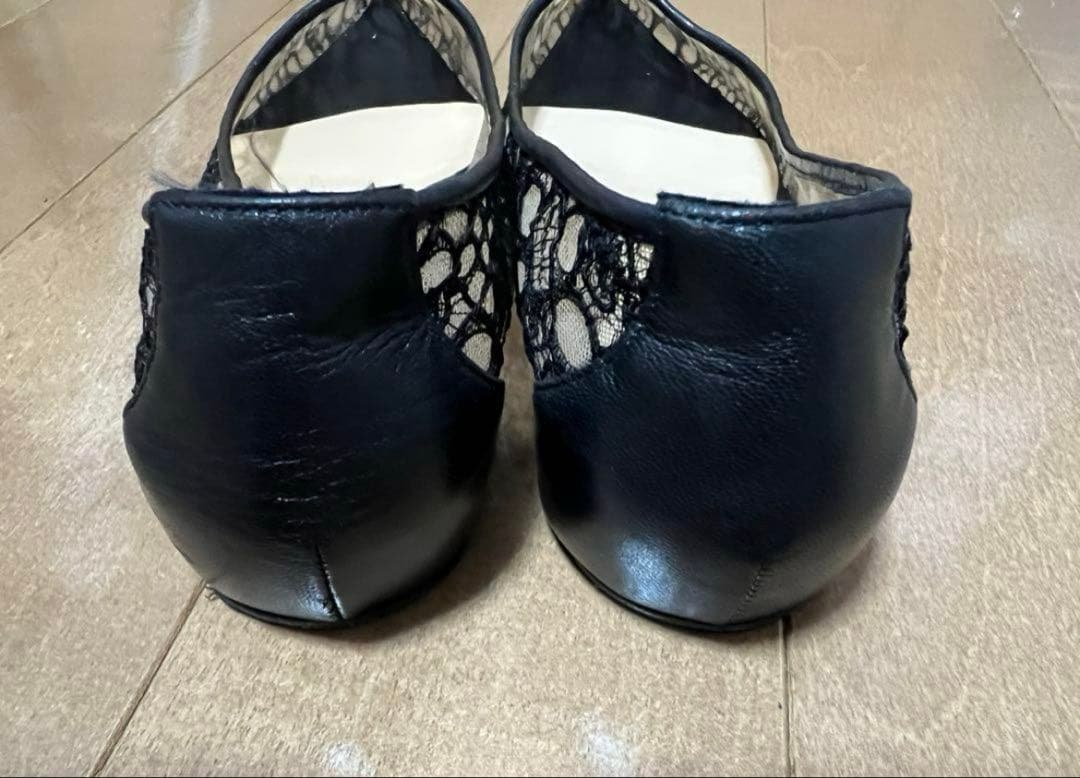 クリスチャンルブタン 黒レースフラットシューズ　35サイズ22cm相当
